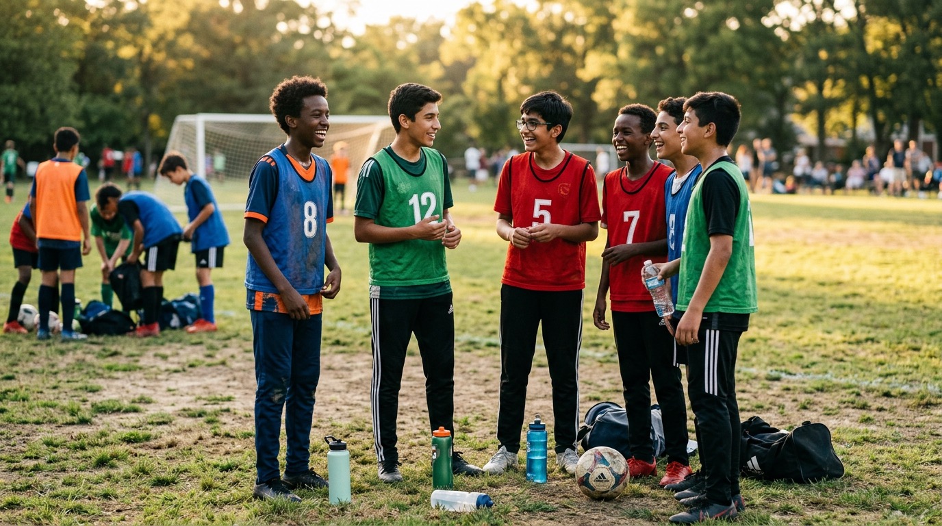Young players together after a match