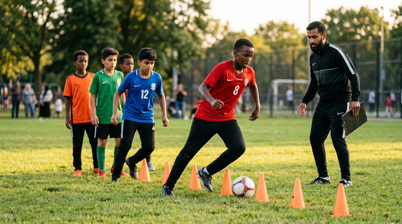 Players in a training drill